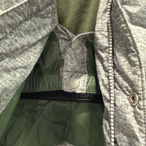 Gap Puffer Kids Warmest Jacket Style Winter Coat Heather Gray & Green Fleece 5y